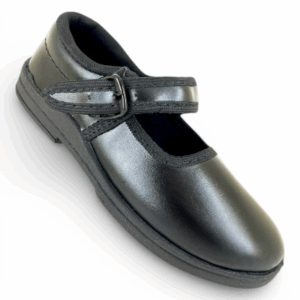 Girls buckle black school shoes