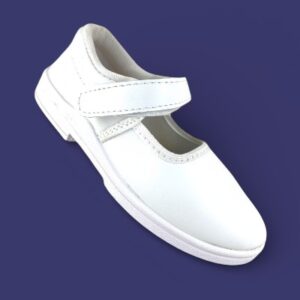 Girls welcro white school shoes
